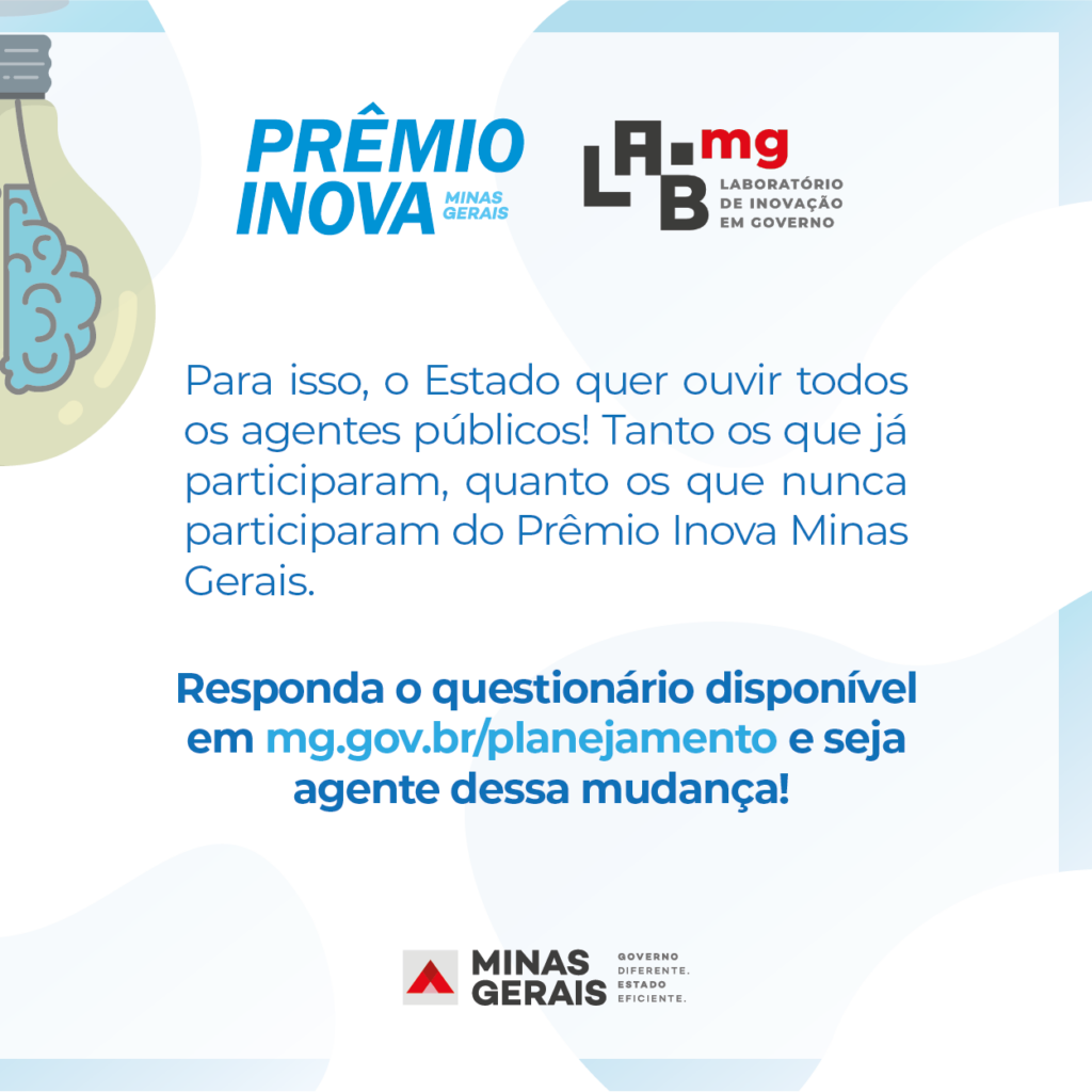 Estado de Minas Gerais convida agentes públicos a participarem da revisão do Prêmio Inova Minas Gerais